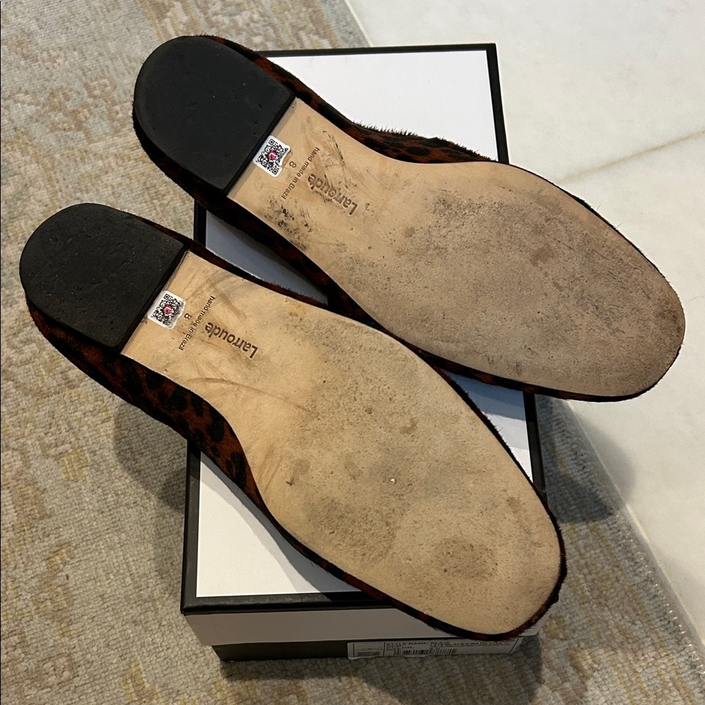 Larroude Women's Brown Leopard Flats - Picture 2 of 3